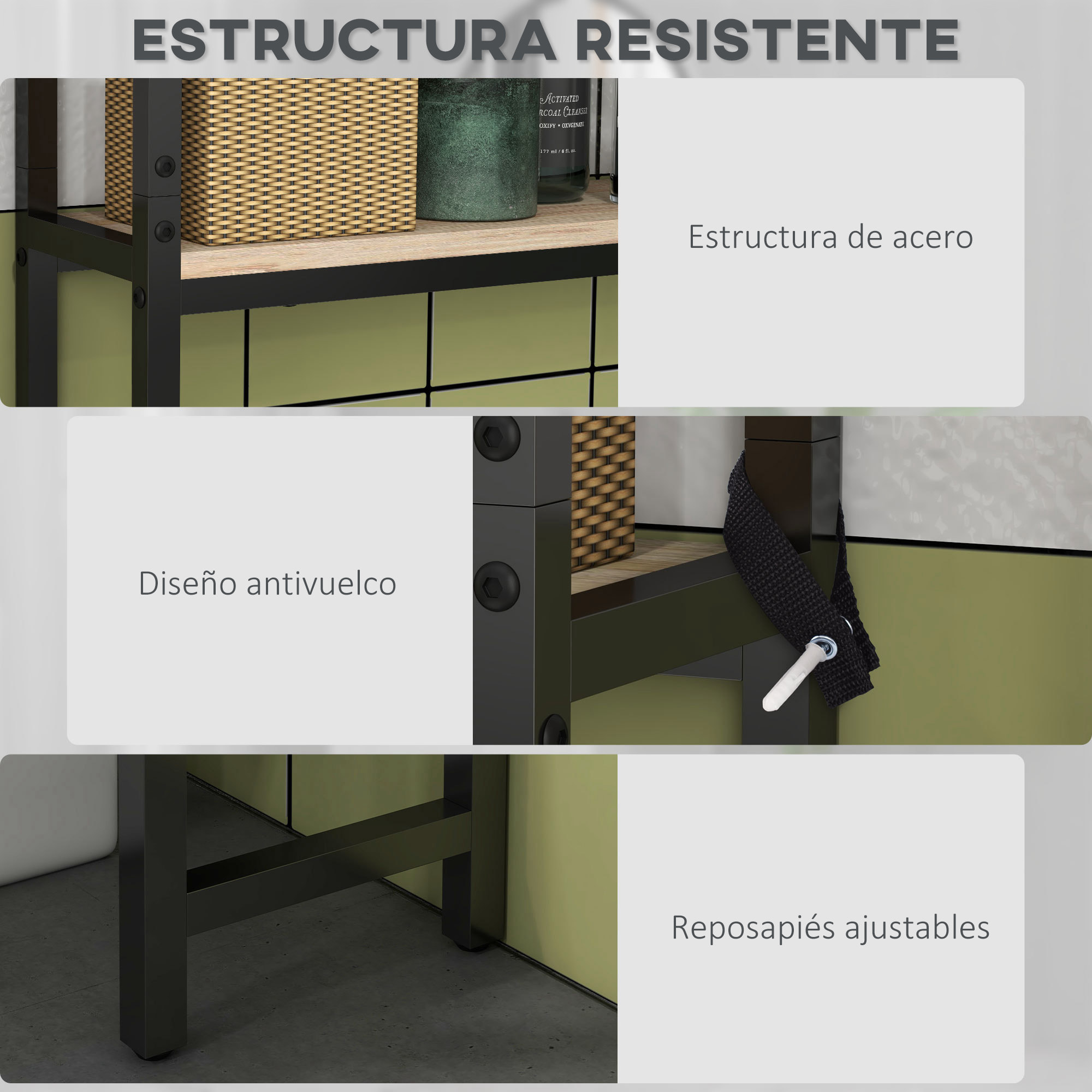 Mueble sobre Inodoro, Organizador sobre WC con 2 Puertas, Estante Ajustable, Estante Abierto, Estantería de Baño encima WC para Espacio Pequeño, 64x19x178 cm, Natural