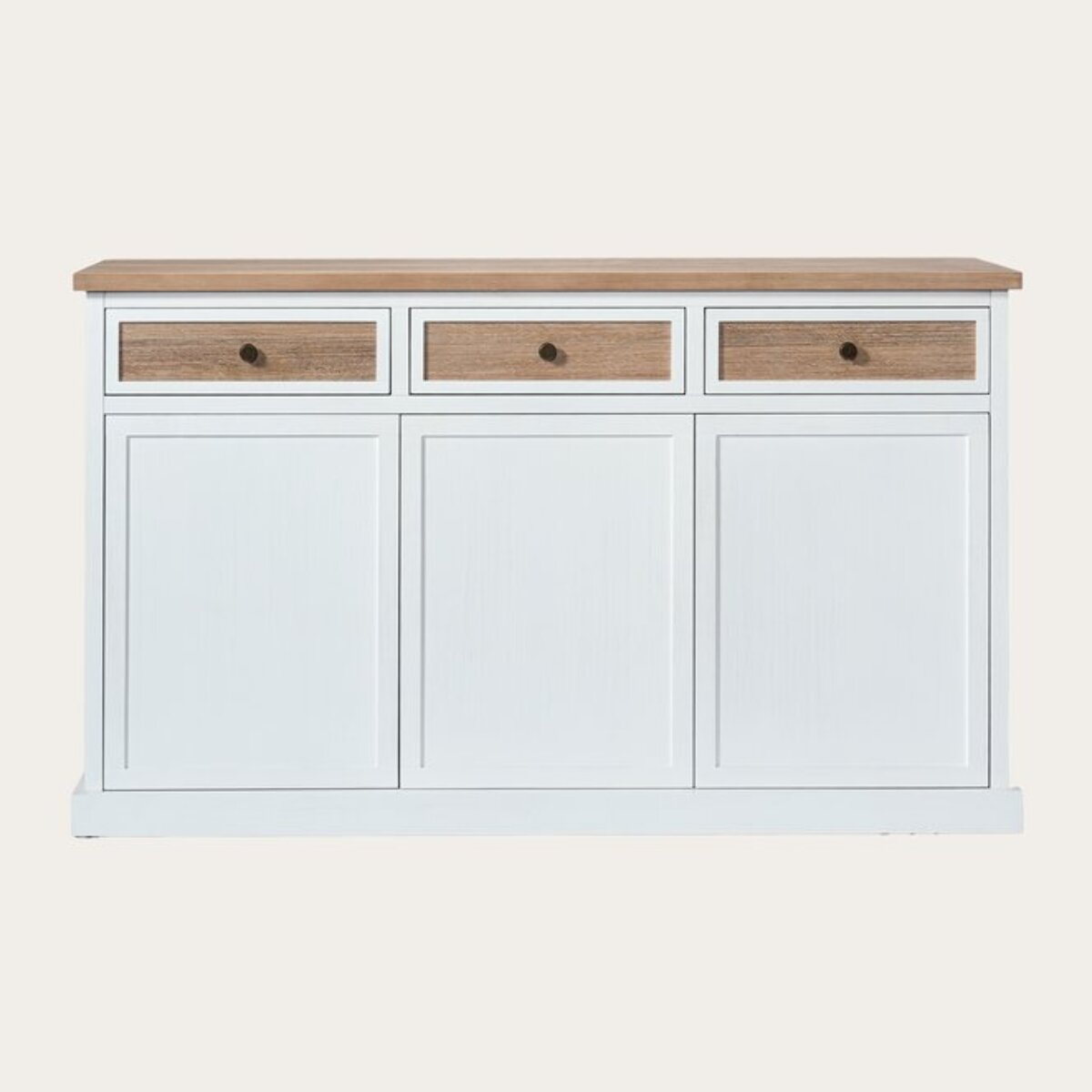 Buffet Louis -plaque en bois d'acacia et bois massif de mindi-couleur antique 160 x 95 x 45 cm