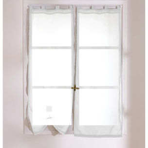 Petits voilages droits en polyester 5 passants - Blanc
