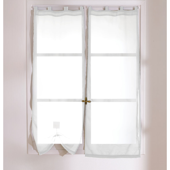 Petits voilages droits en polyester 5 passants - Blanc