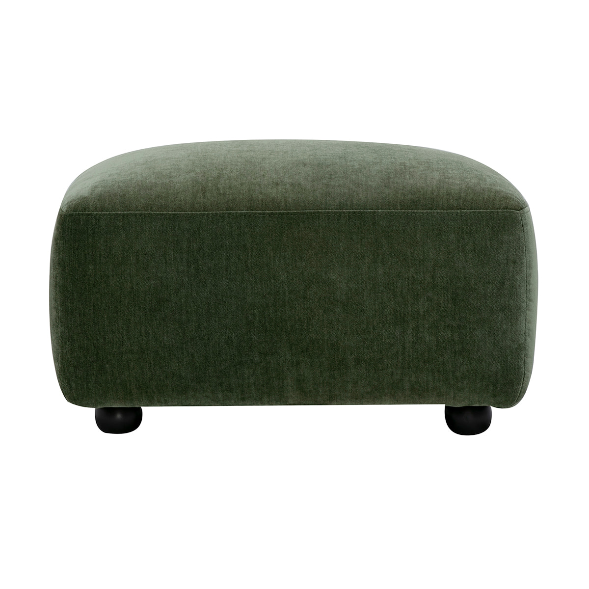 Pouf repose pieds en tissu effet velours vert kaki JOYA