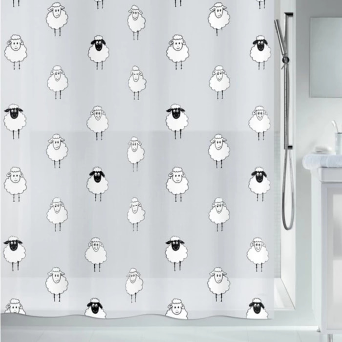 Rideau de douche PEVA LANA 180x200cm Motif Moutons Spirella