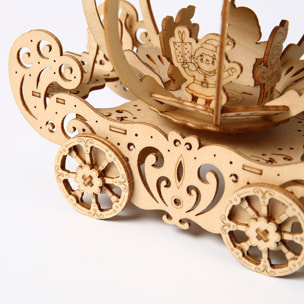 Maqueta de Madera 3D, diseño de Carruaje de calabaza con movimiento mecánico. 82 piezas.