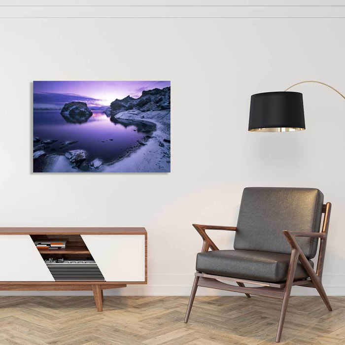 Tableau paysage d'hiver crepuscule sur glace  Toile imprimée