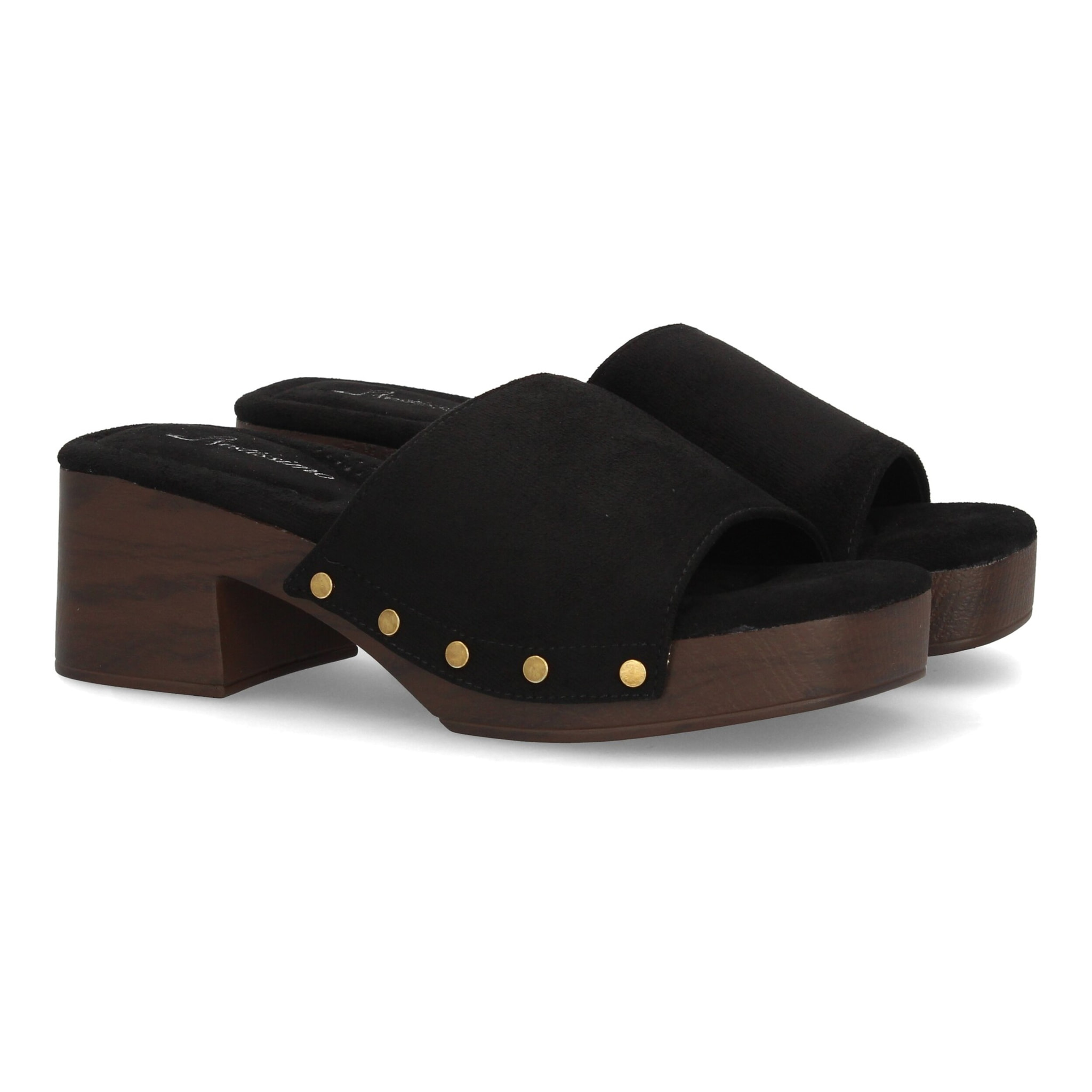 Zueco mujer tacón cómodo verano con tachuelas