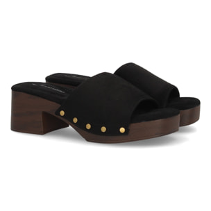 Zueco mujer tacón cómodo verano con tachuelas