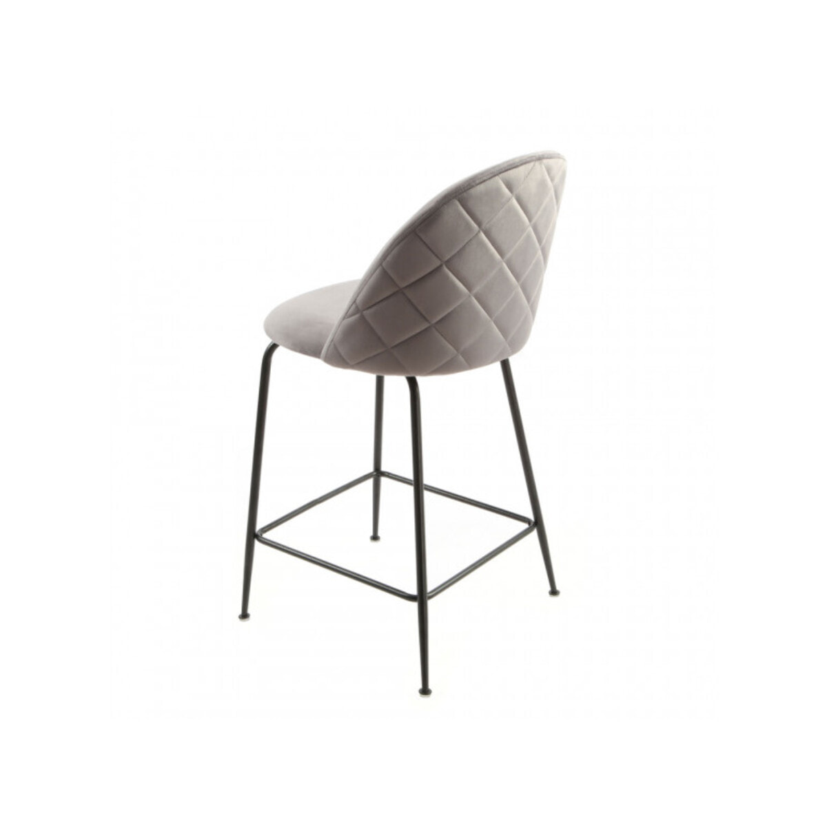 Lot de 2 chaises de bar en velours avec piètement en métal noir - CLEA