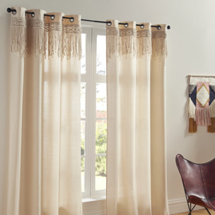 Rideau avec frise en macramé - Naturel