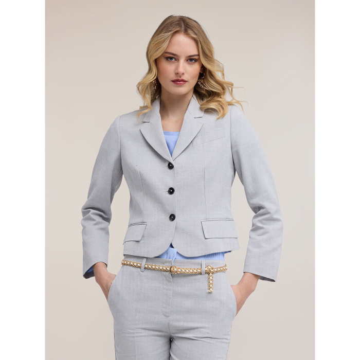 Motivi - Blazer slim in tessuto misto ramié - Grigio