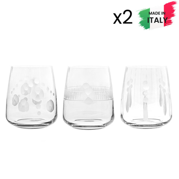 Set 6 bicchieri da acqua intagliati Praga