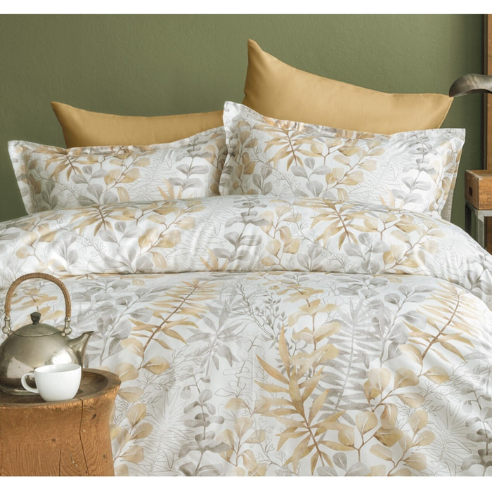 Parure housse de couette et taies oreiller 100% Satin de Coton imprimé