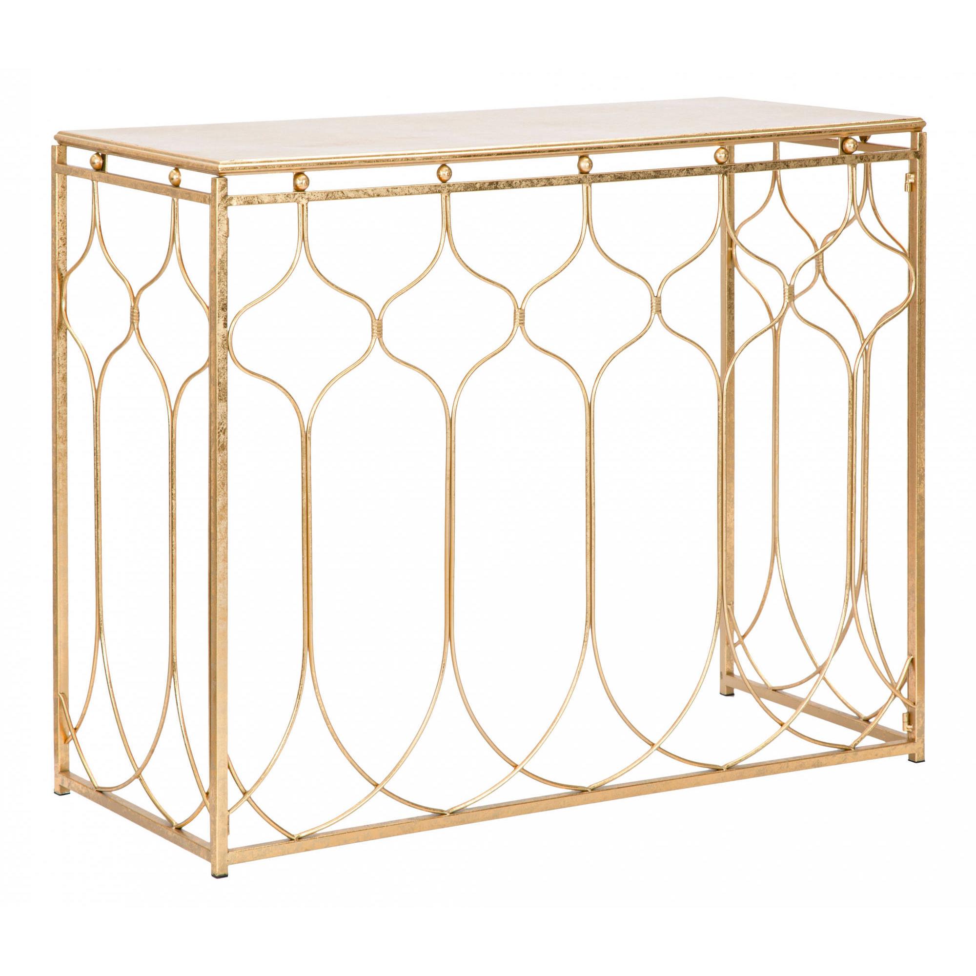 Console rettangolare, in metallo dorato, colore oro, Misure 41 x 78 x 96,5 cm