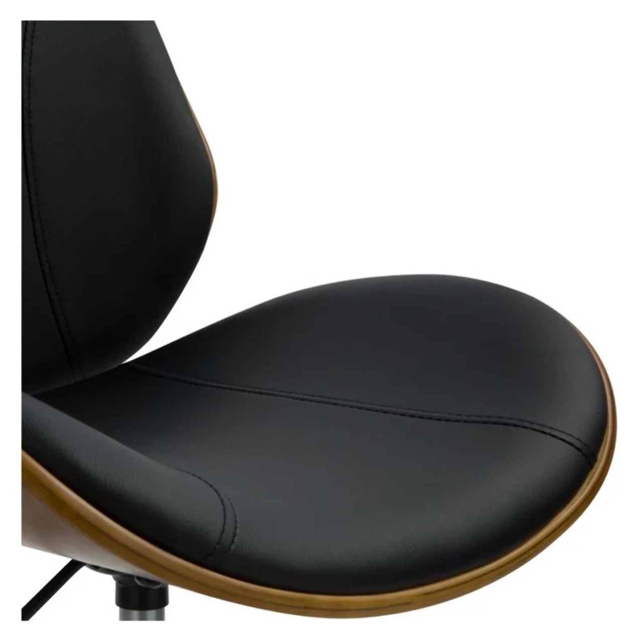 Chaise de bureau pivotante en bois en PU noir - Archie