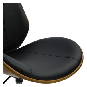 Chaise de bureau pivotante en bois en PU noir - Archie