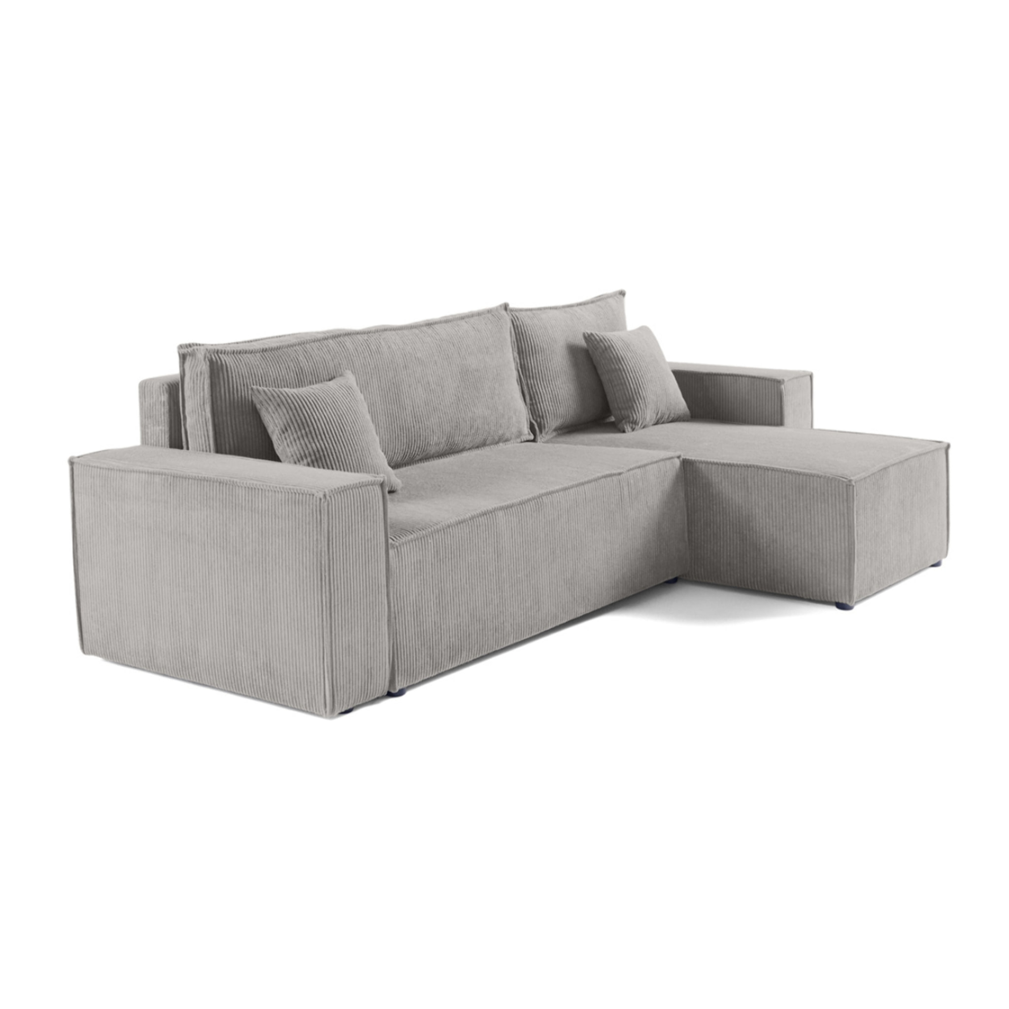 Cezanne - canapé d'angle réversible - 4 places - convertible avec coffre - en velours côtelé - Gris clair