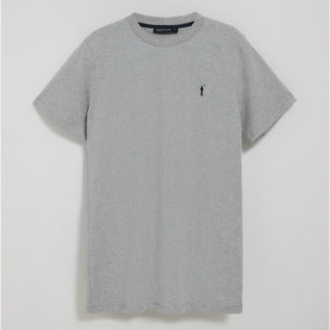 Maglietta grigio vigorè a girocollo e logo Rigby Go ricamato
