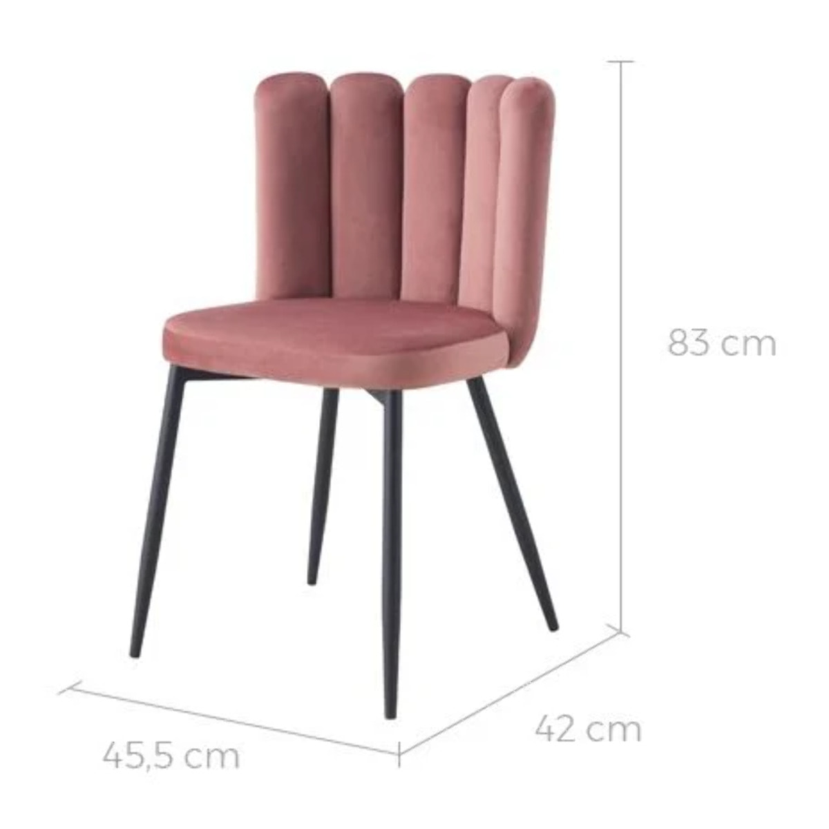 Lot de 2 chaises en velours rose et pieds en métal noir - Rosy