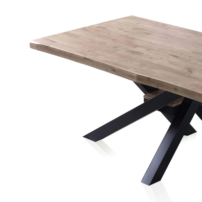 Mesa de comedor fija con patas metálicas en negro y roble honey 180x100 cm Xena Roble Honey - Negro