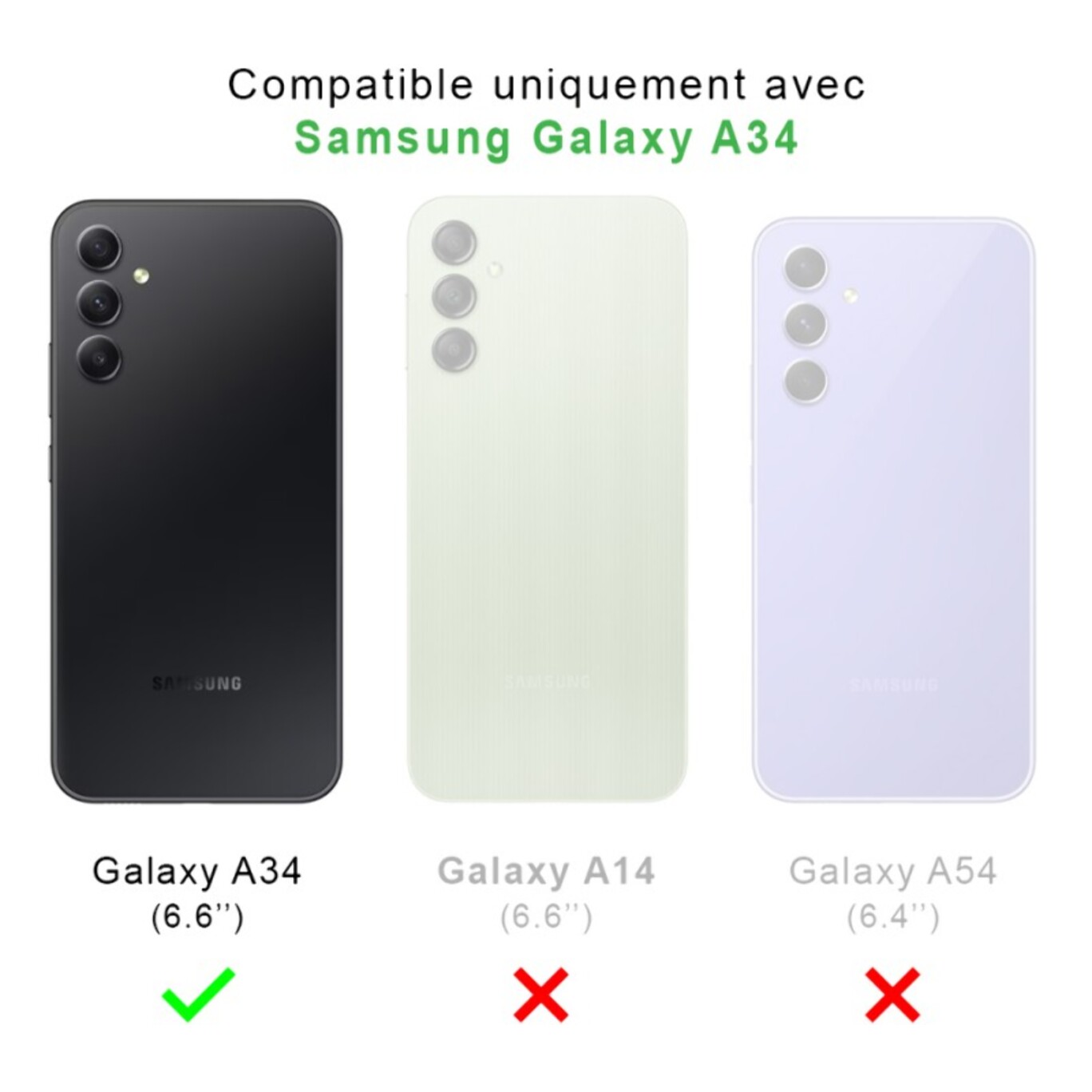 Coque Samsung Galaxy A34 Antichoc coins renforcés Silicone + 2 Vitres en verre trempé Protection écran