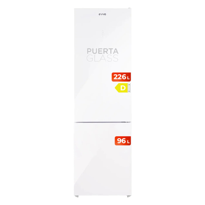 Frigorífico Combi EVVO F55W Glass, 226 l + 96 l, Total No Frost,cristal blanco