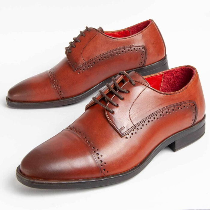 Zapato Oxford De Piel - Marron