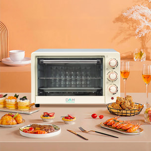 Forno elettrico da tavolo con una capacità di 22 litri. Pannello di controllo meccanico e 1000W di potenza.