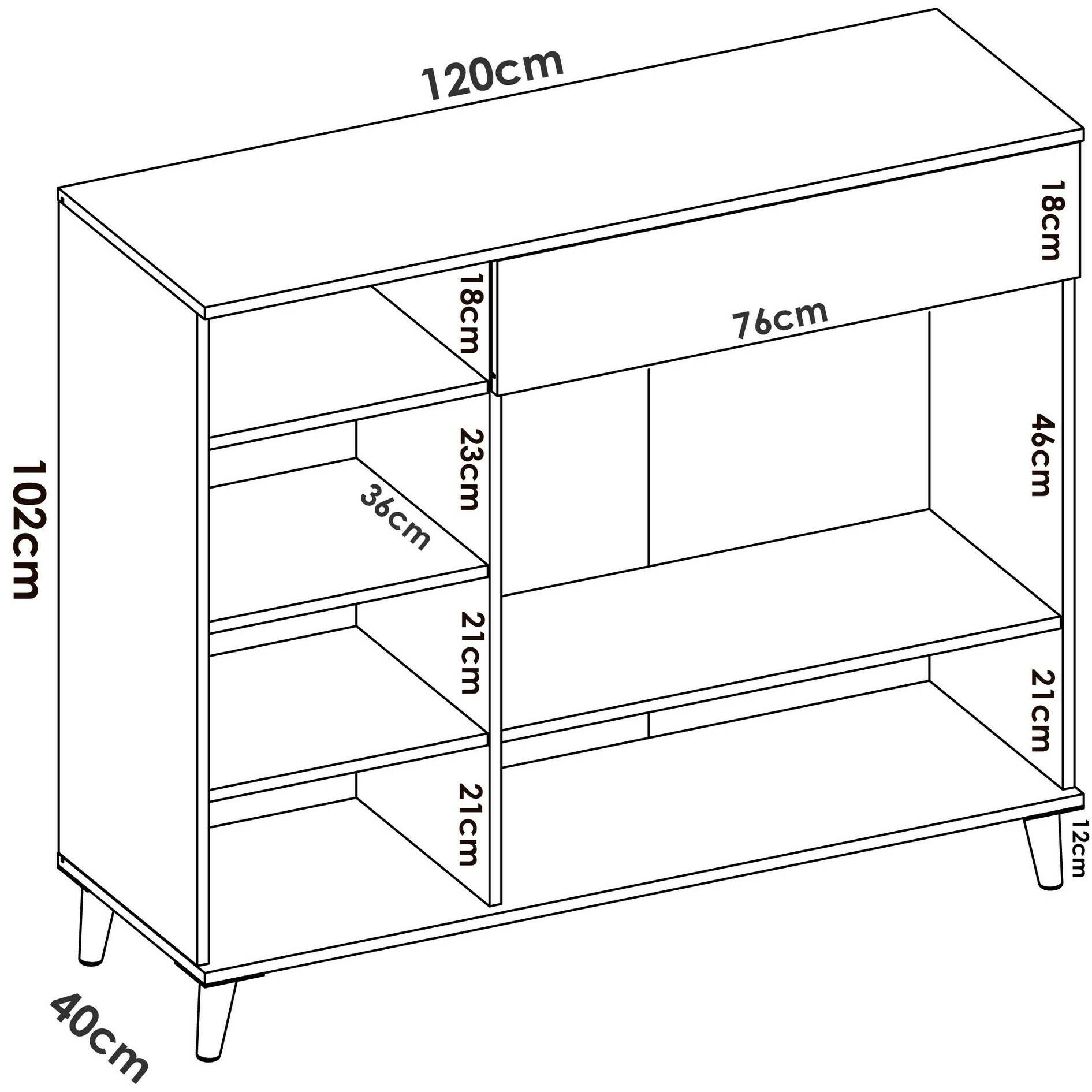 Credenza Sumbra, Buffet dispensa da soggiorno, Madia da salotto moderna a 2 ante, 120x40h102 cm, Bianco e Rovere