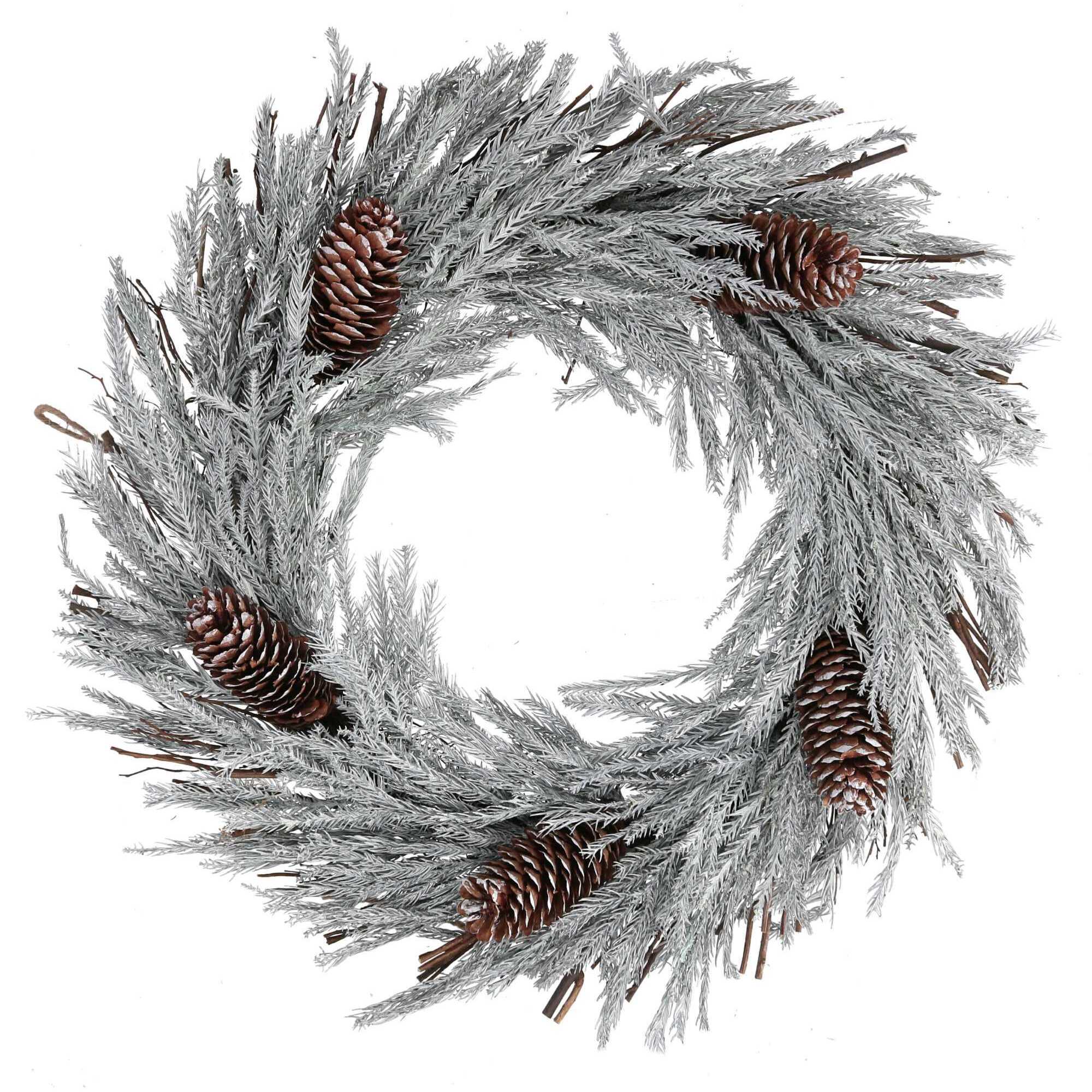 Ghirlanda innevata bianca con pigne cm ø46x8,5