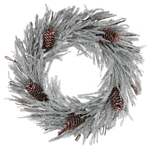 Ghirlanda innevata bianca con pigne cm ø46x8,5