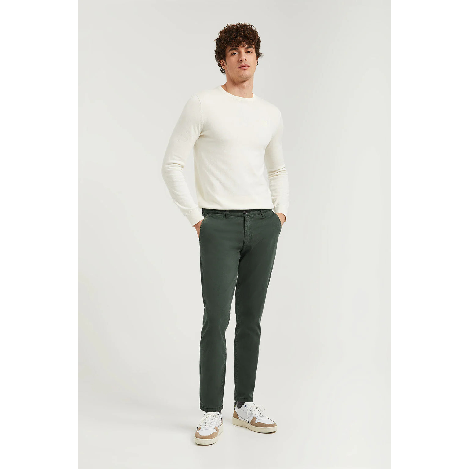 Pantaloni casual verdi in cotone elasticizzato con particolari Polo Club