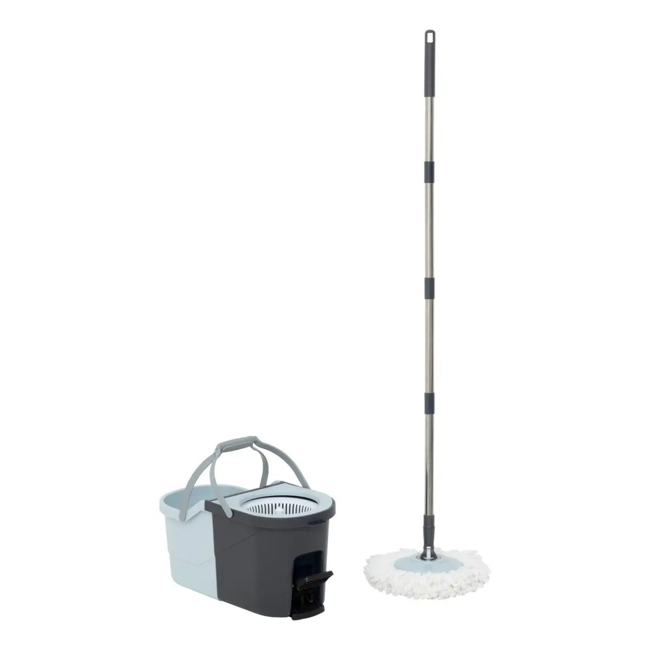 Set serpillère seau 7l + balai microfibre Stepa bleu et taupe