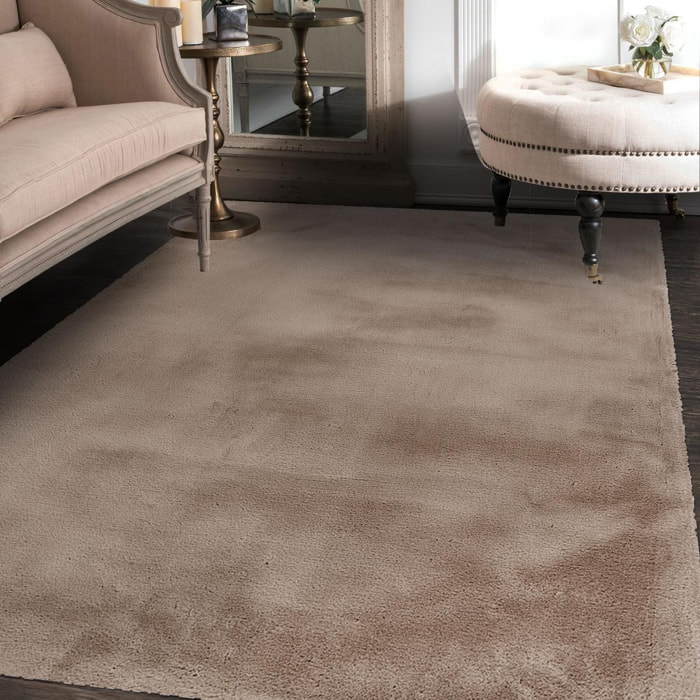 Tapis longs poils shaggy tufté motif uni HOHE