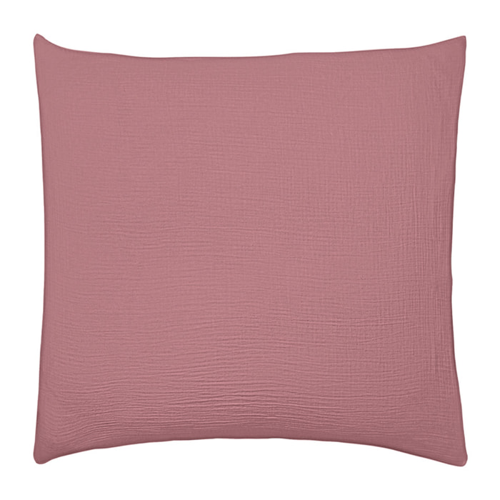 Taie d'oreiller unie en gaze de coton lavée, TENDRESSE, Rose Canyon