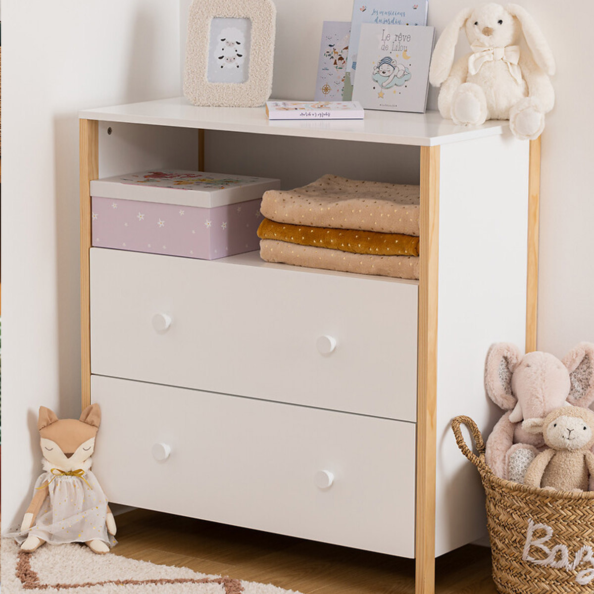 Commode "Kima" en bois 85x40cm blanc