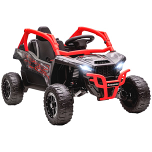 Coche Eléctrico para Niños 12V, Kawasaki Teryx KRX 1000, Coche de Batería UTV con 2 Motores, Control Remoto 2,4G, Suspensión Trasera, Faros, USB, para Niños de +3 Años, Rojo