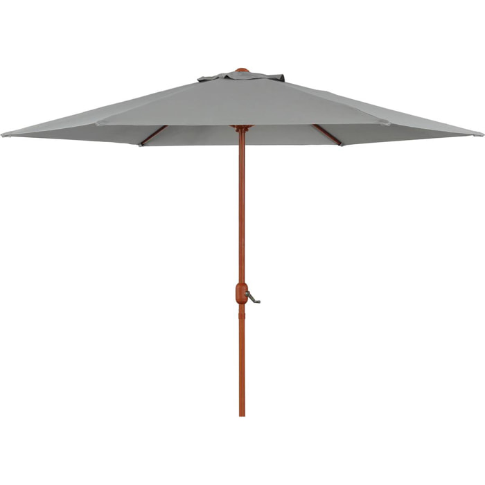 Parasol jardin droit Alu finition bois "Luz" - Rond - Ø 3m - Gris