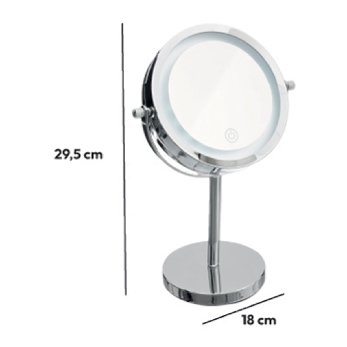 Miroir avec pied à led 19 cm métal chromé