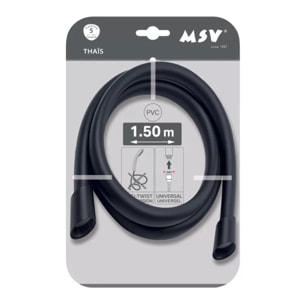 MSV Thaïs – Flexible de douche renforcé PVC 1,50 m Noir matt
