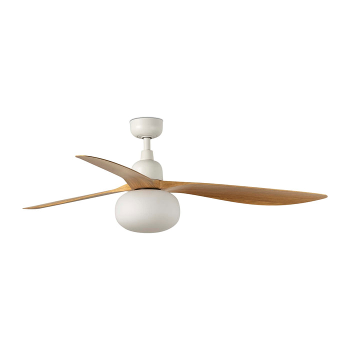 OUTWOOD L Ventilatore bianco/legno quercia IP44 1X27