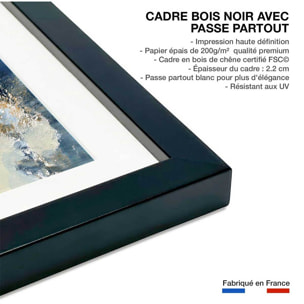 Affiche Indigo bleu Affiche + cadre en bois - Noir