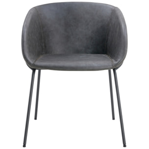 Lot de 2 chaises en simili gris foncé ANDRÉ