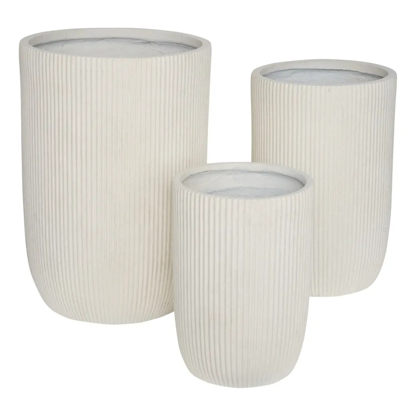 Set de 3 Pots de Fleurs Elene 36,5x36,5x54cm Blanc
