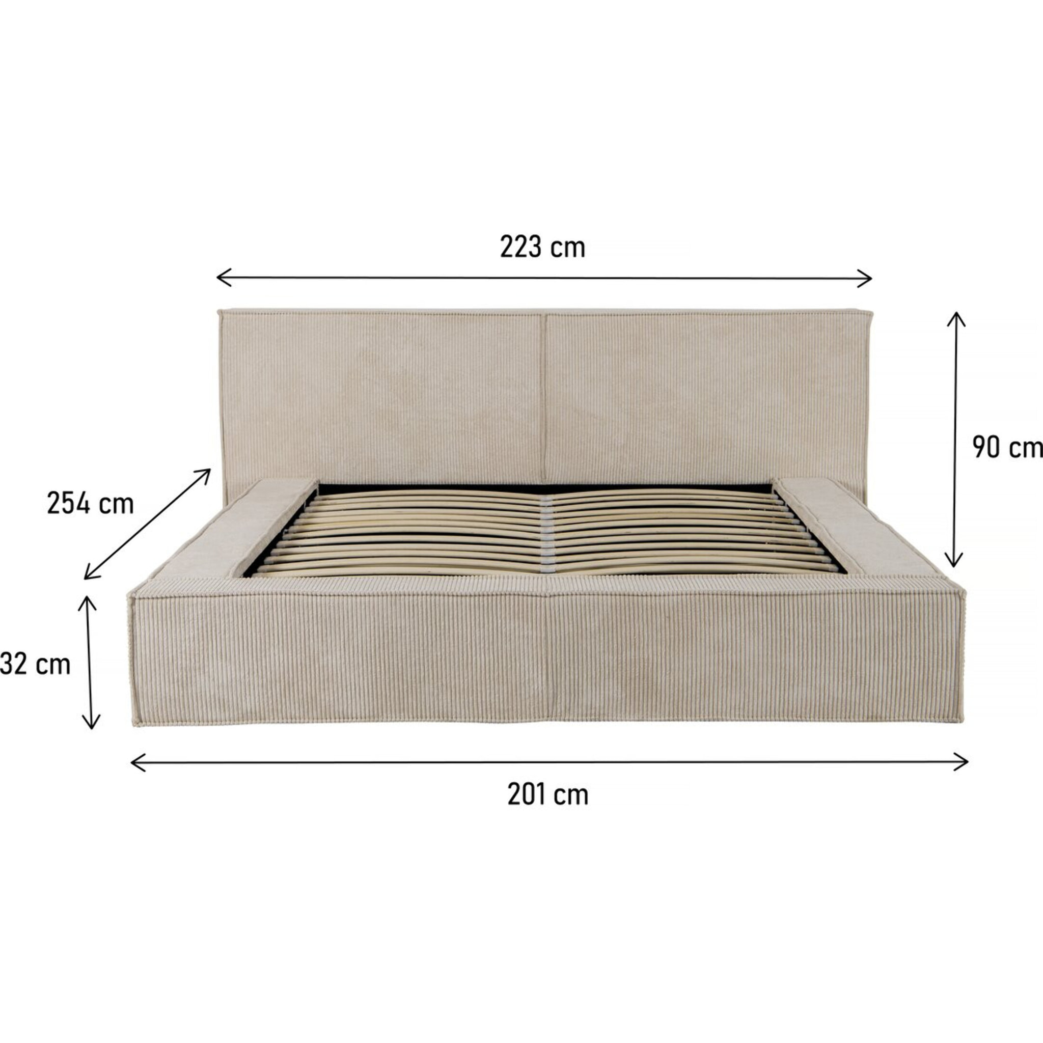 Lit coffre en velours côtelé "Courchevel" - 160 x 200 cm - Beige