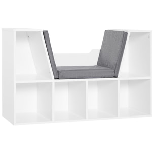 Estantería con Asiento Cojín 6 Cubos 102x30x61cm Blanco