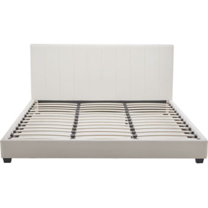 Lit avec tête de lit en velours - WILLIAM