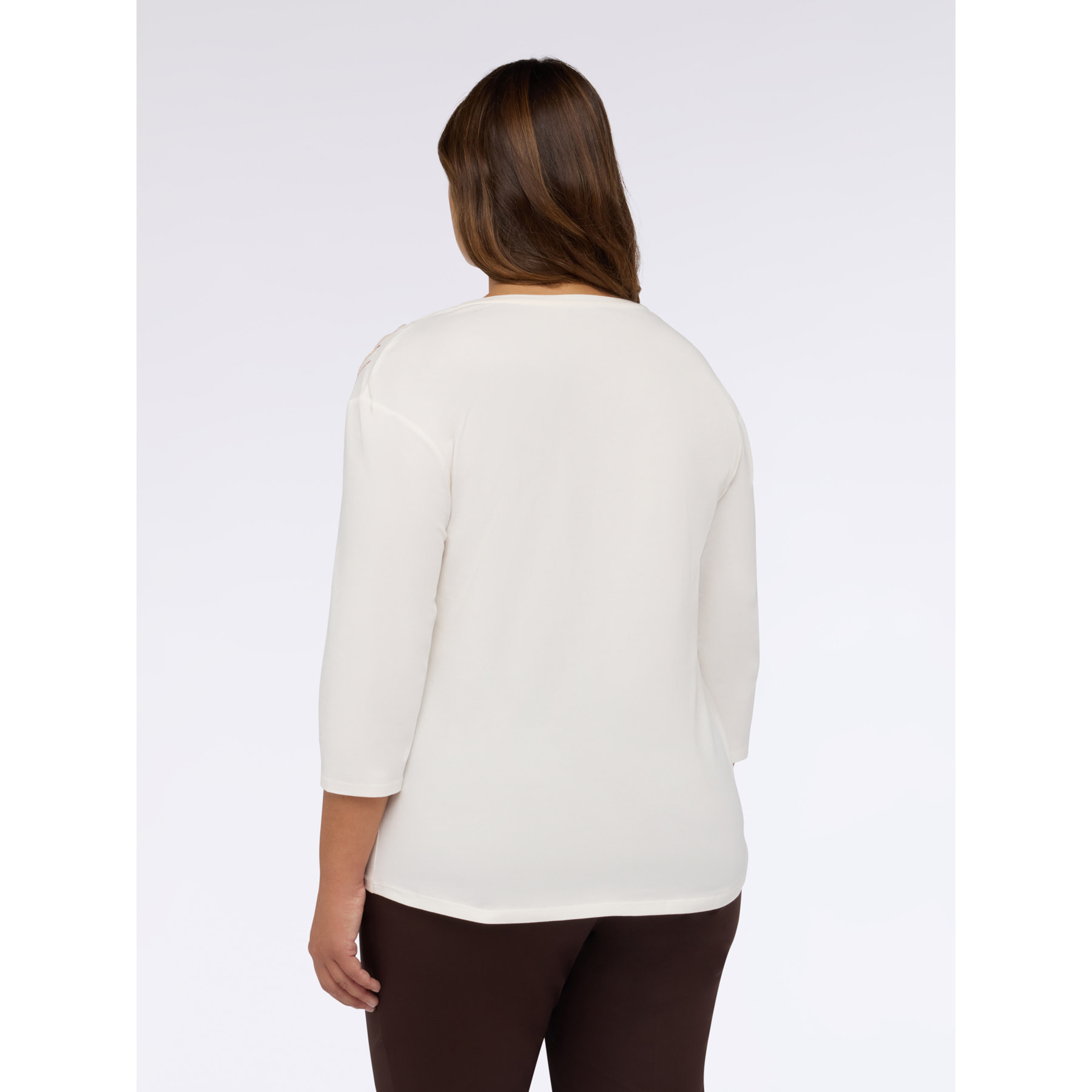 Fiorella Rubino - T-shirt in cotone con paillettes - Bianco