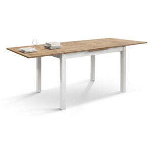 Tavolo POSITANO in legno effetto rovere e gambe bianche, allungabile 140X80 cm - 220x90 cm