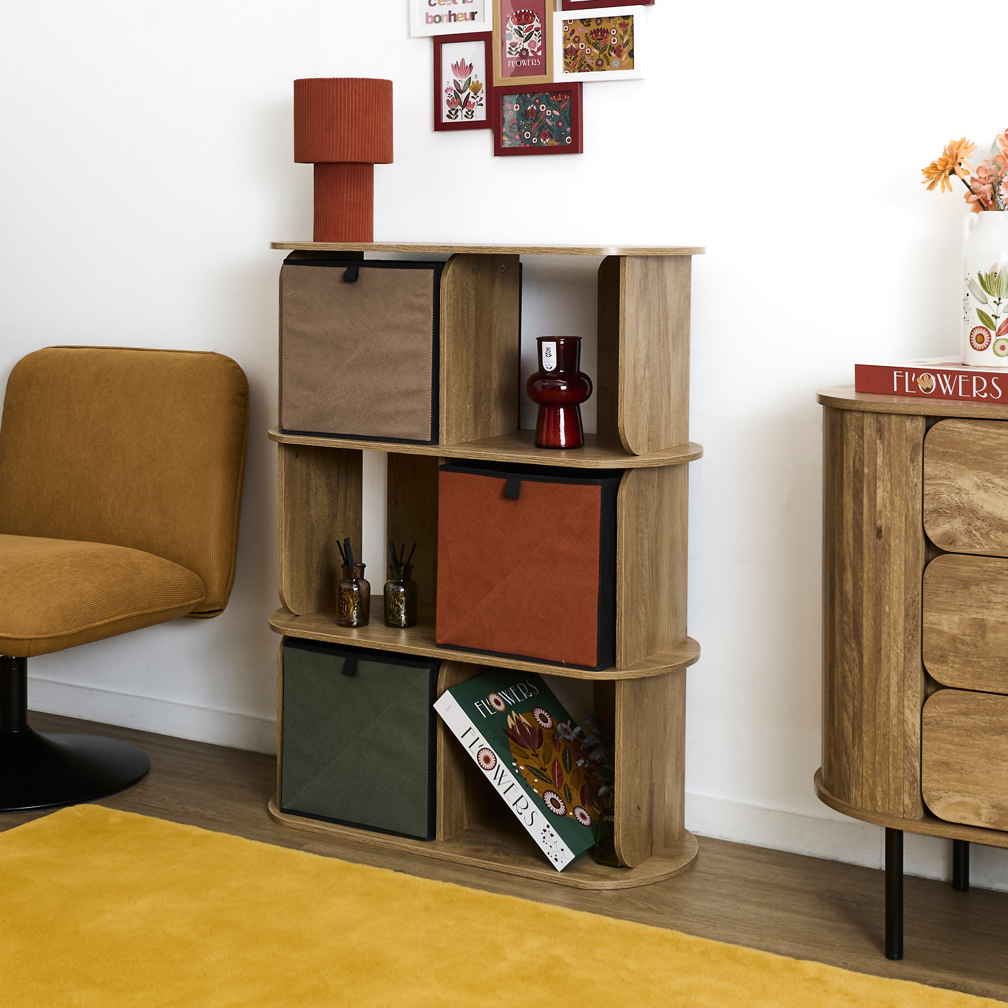 Étagère - HOME DECO FACTORY - Heritage - Modulable - 6 Cases - Marron