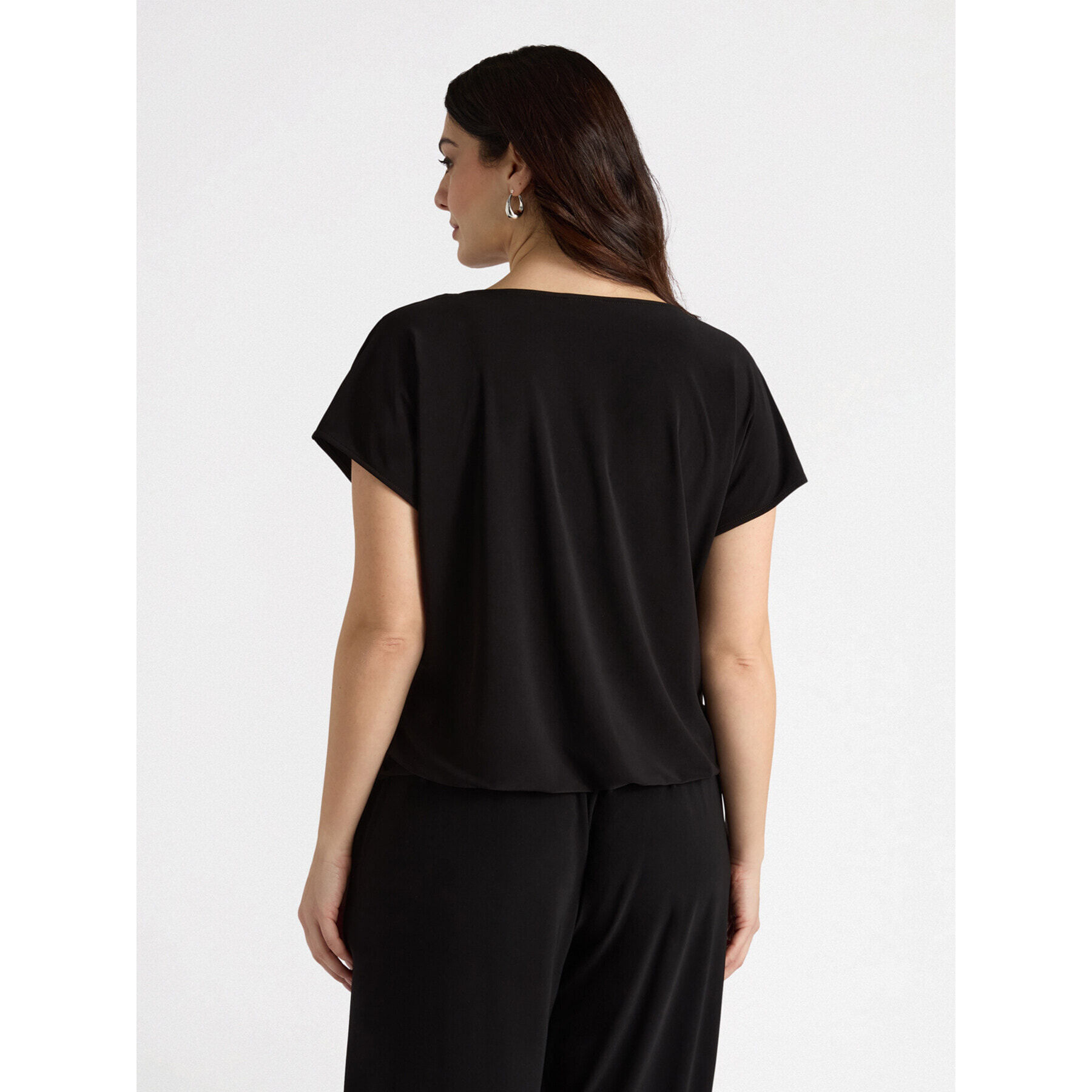 Fiorella Rubino - Camiseta cruzada y bordes de encaje - Negro