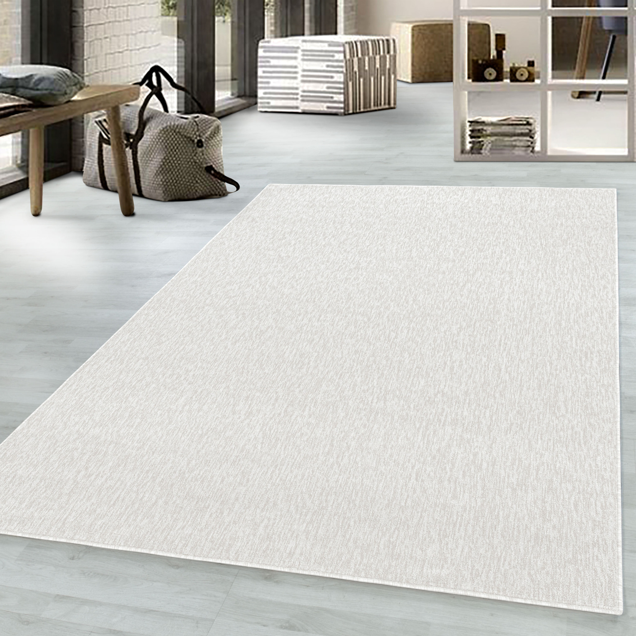 NADOR - Tapis rond de salon moderne Creme